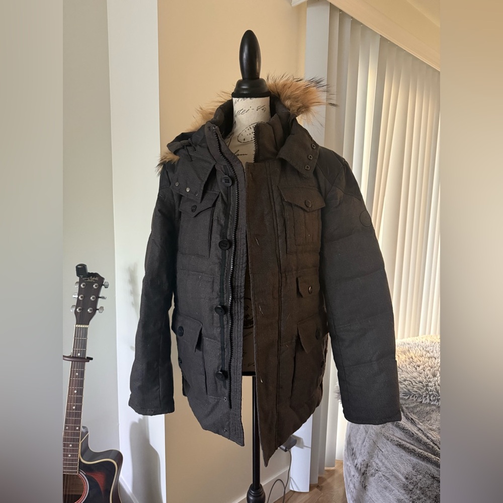 Jeep Hooded Utility Winter Coat Jacket Size XL Brown